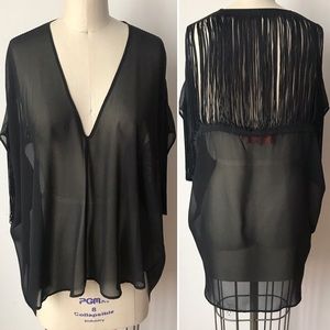 Clover Canyon Black Chiffon fringe top - Size XS